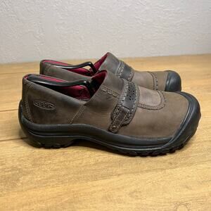 KEEN Kaci Slip-On Shoes Womens 8.5 Brown Leather Walking Comfort Strap Orthotic